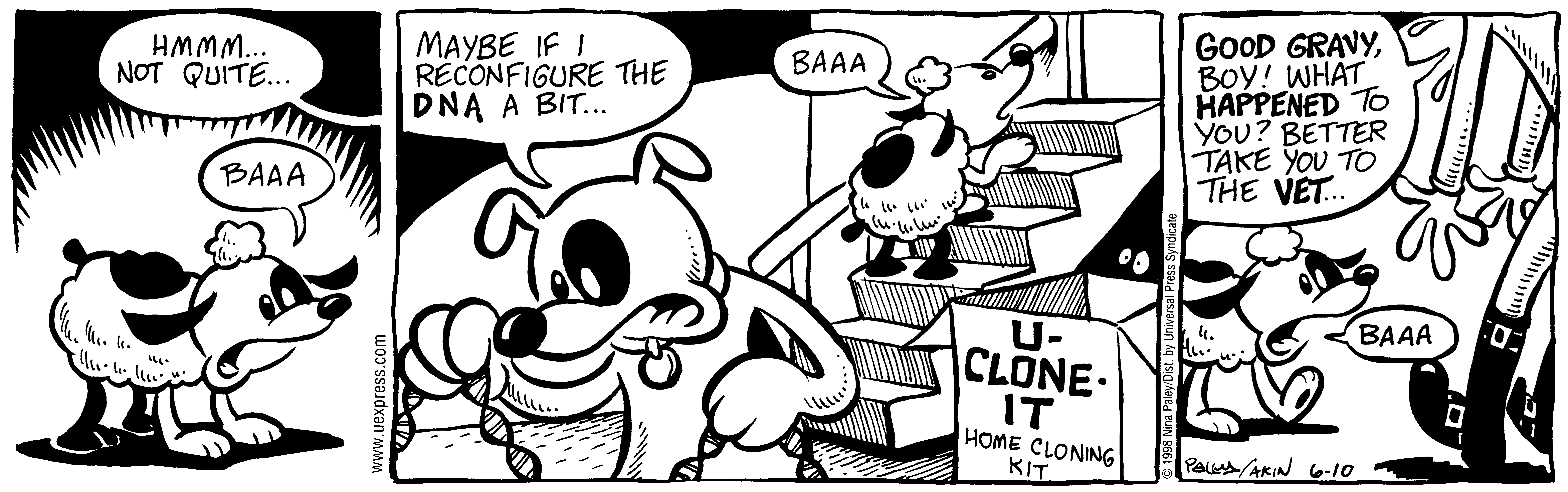 Fluff daily strip, Jun 10, 1998. Nina Paley, CC BY-SA 3.0 US. Print master from https://archive.org/details/FluffComicStrips (TIFF converted losslessly to PNG for the web).