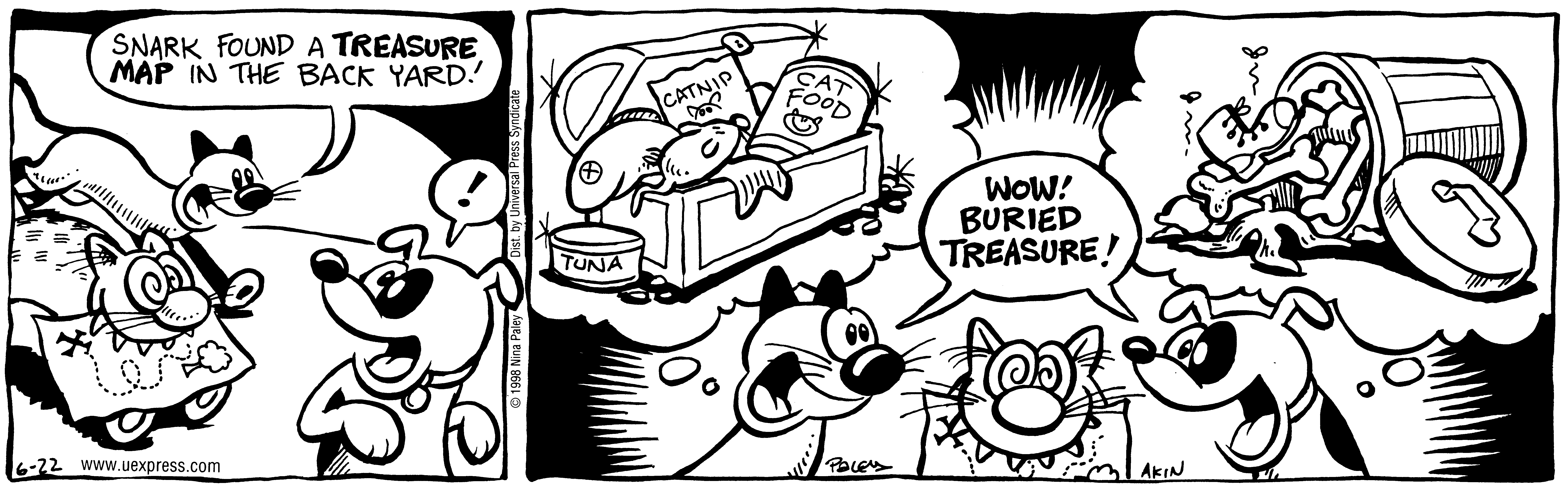 Fluff daily strip, Jun 22, 1998. Nina Paley, CC BY-SA 3.0 US. Print master from https://archive.org/details/FluffComicStrips (TIFF converted losslessly to PNG for the web).