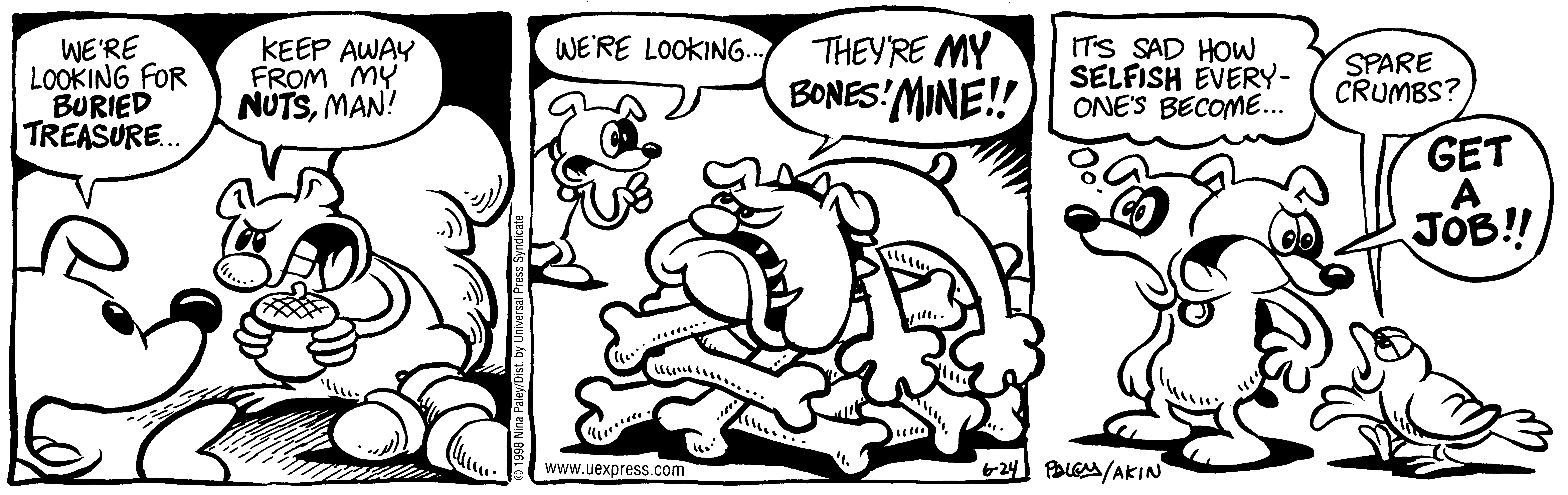 Fluff daily strip, Jun 24, 1998. Nina Paley, CC BY-SA 3.0 US. Print master from https://archive.org/details/FluffComicStrips (TIFF converted losslessly to PNG for the web).