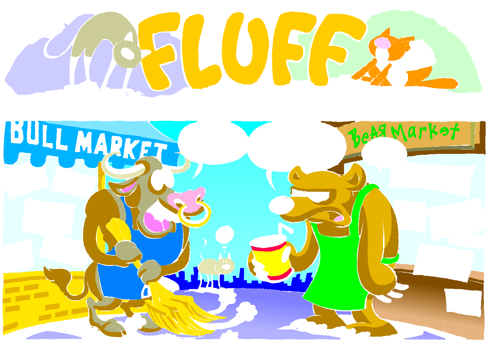 Fluff sunday strip, Aug 2, 1998. Nina Paley, CC BY-SA 3.0 US. Print master from https://archive.org/details/FluffComicStrips (TIFF converted losslessly to PNG for the web).