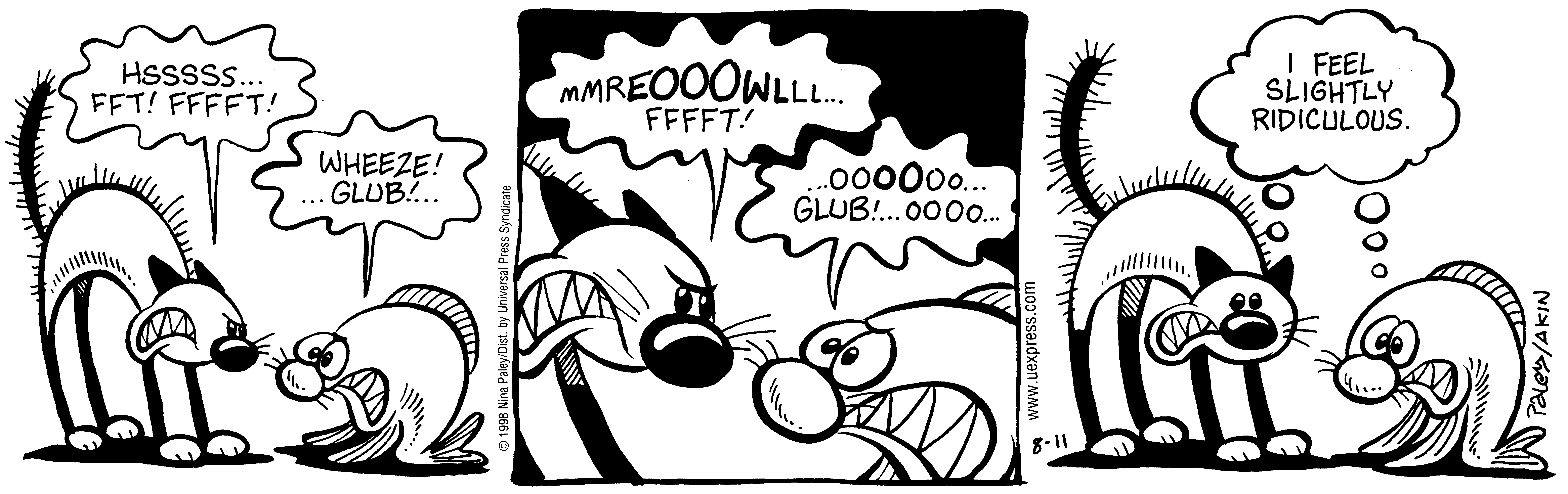 Fluff daily strip, Aug 11, 1998. Nina Paley, CC BY-SA 3.0 US. Print master from https://archive.org/details/FluffComicStrips (TIFF converted losslessly to PNG for the web).