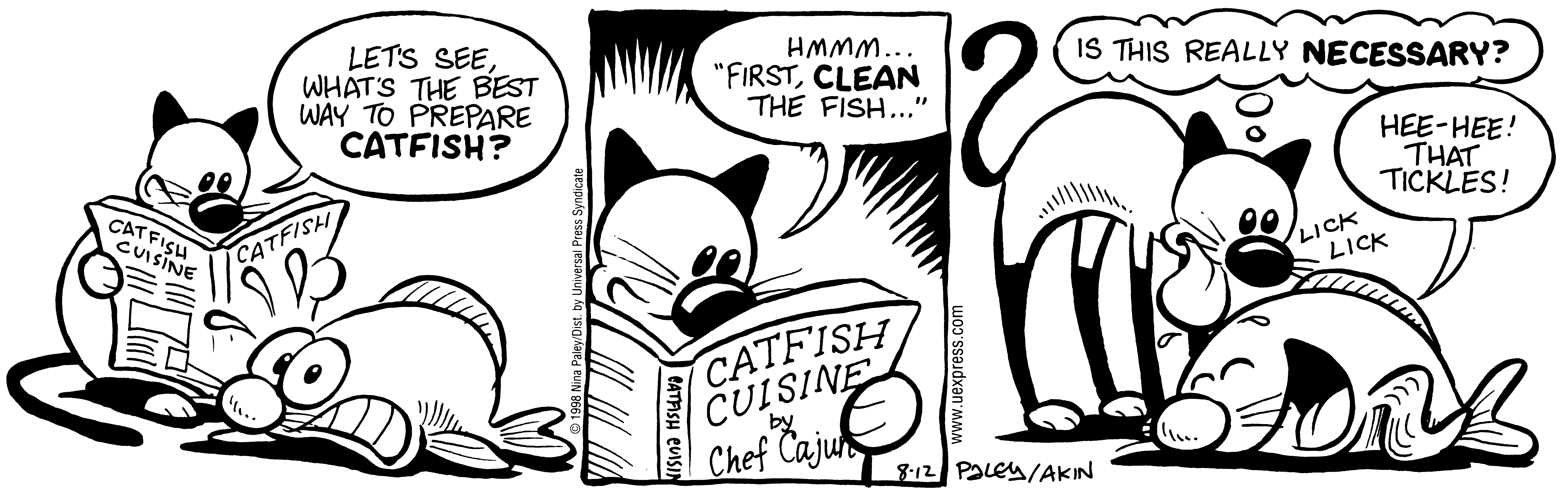 Fluff daily strip, Aug 12, 1998. Nina Paley, CC BY-SA 3.0 US. Print master from https://archive.org/details/FluffComicStrips (TIFF converted losslessly to PNG for the web).