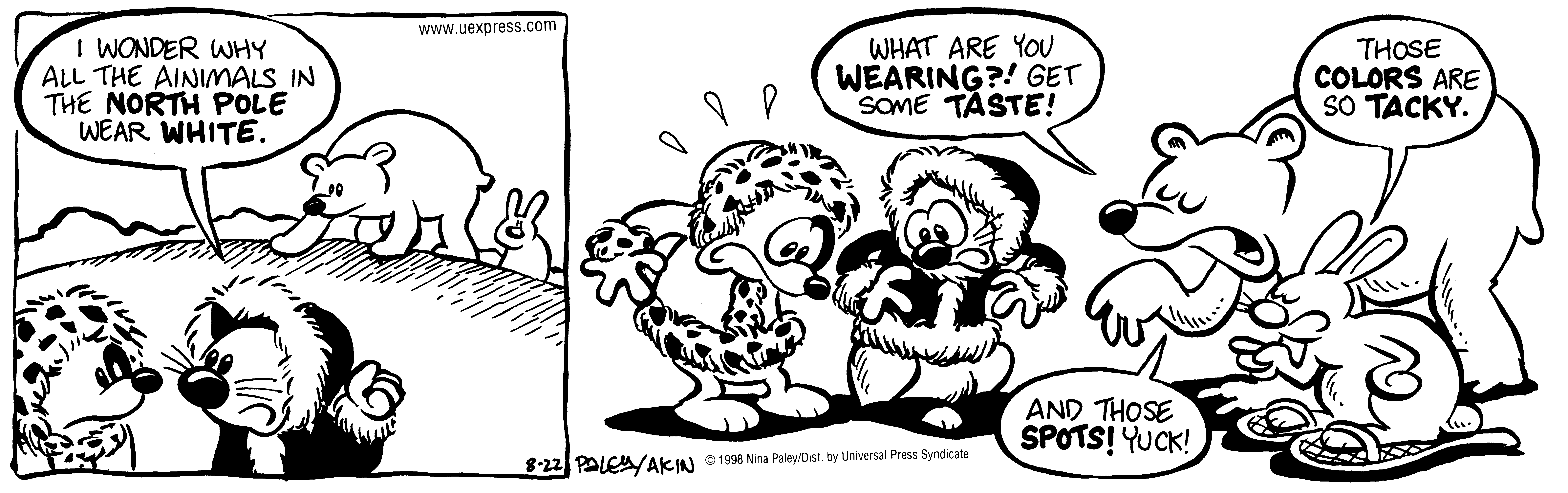 Fluff daily strip, Aug 22, 1998. Nina Paley, CC BY-SA 3.0 US. Print master from https://archive.org/details/FluffComicStrips (TIFF converted losslessly to PNG for the web).