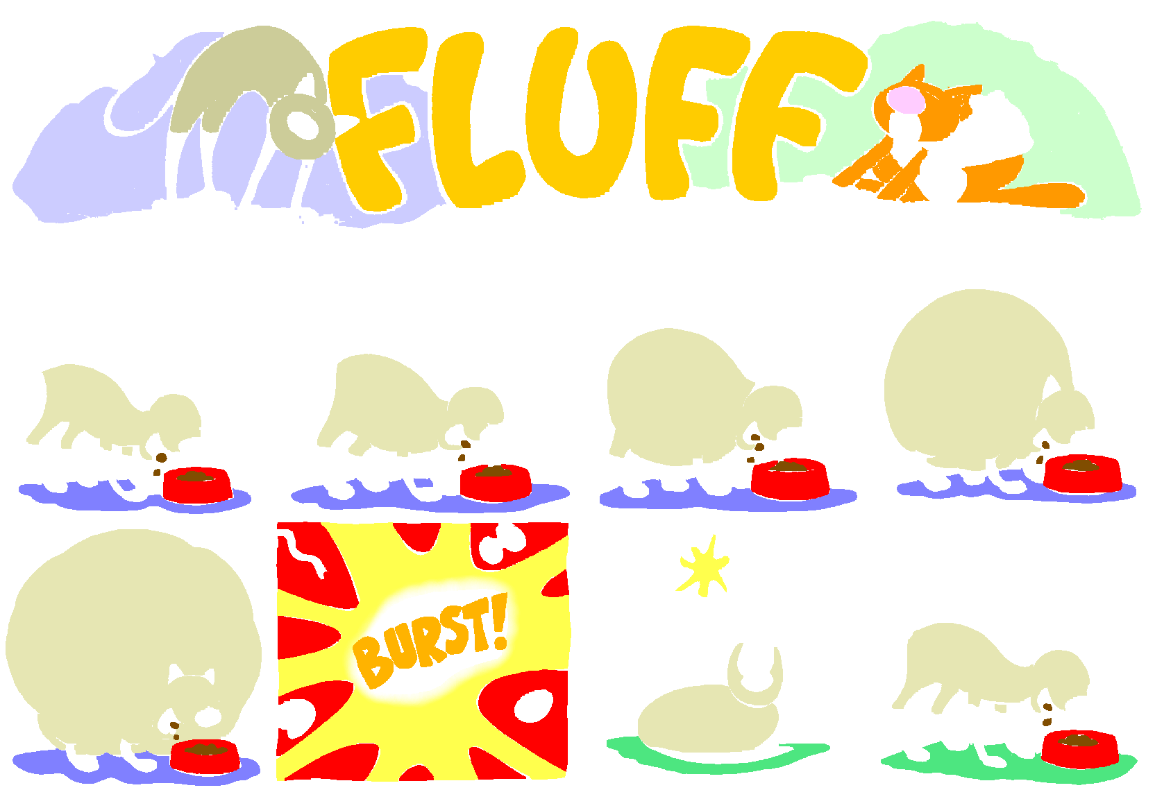 Fluff sunday strip, Aug 23, 1998. Nina Paley, CC BY-SA 3.0 US. Print master from https://archive.org/details/FluffComicStrips (TIFF converted losslessly to PNG for the web).