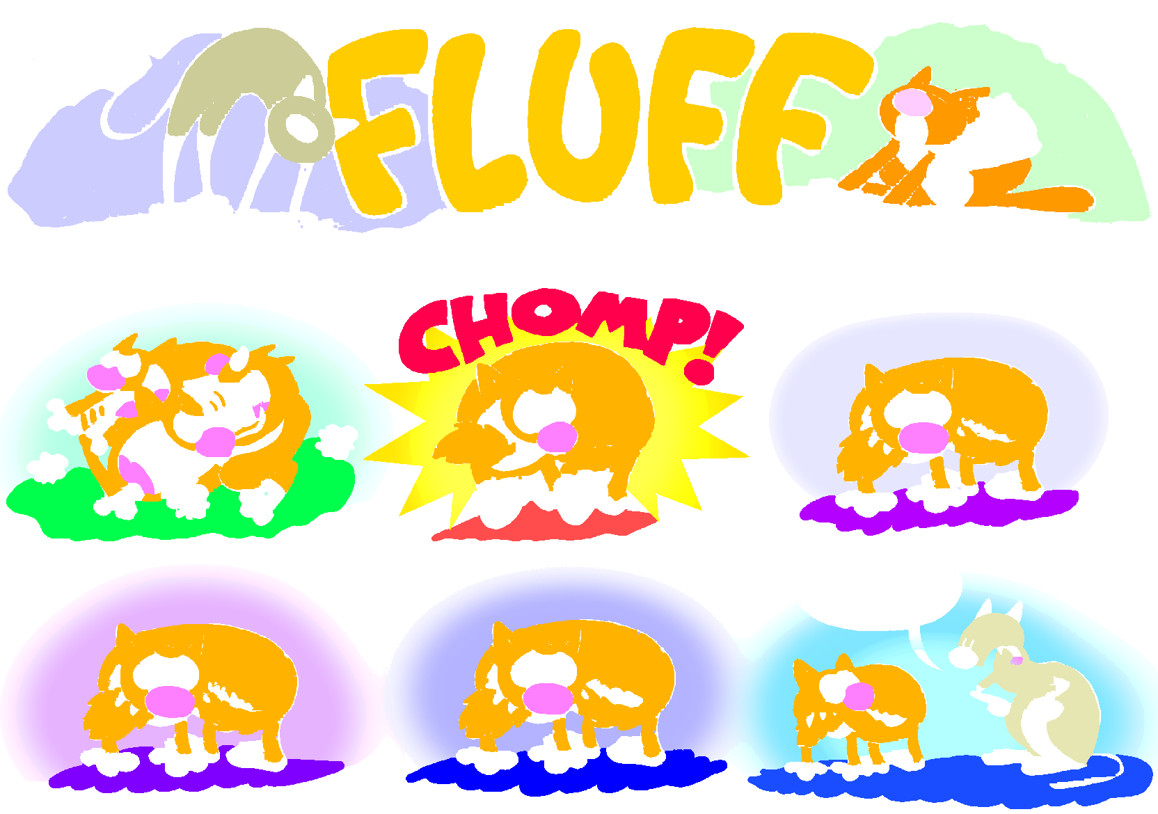 Fluff sunday strip, Aug 30, 1998. Nina Paley, CC BY-SA 3.0 US. Print master from https://archive.org/details/FluffComicStrips (TIFF converted losslessly to PNG for the web).