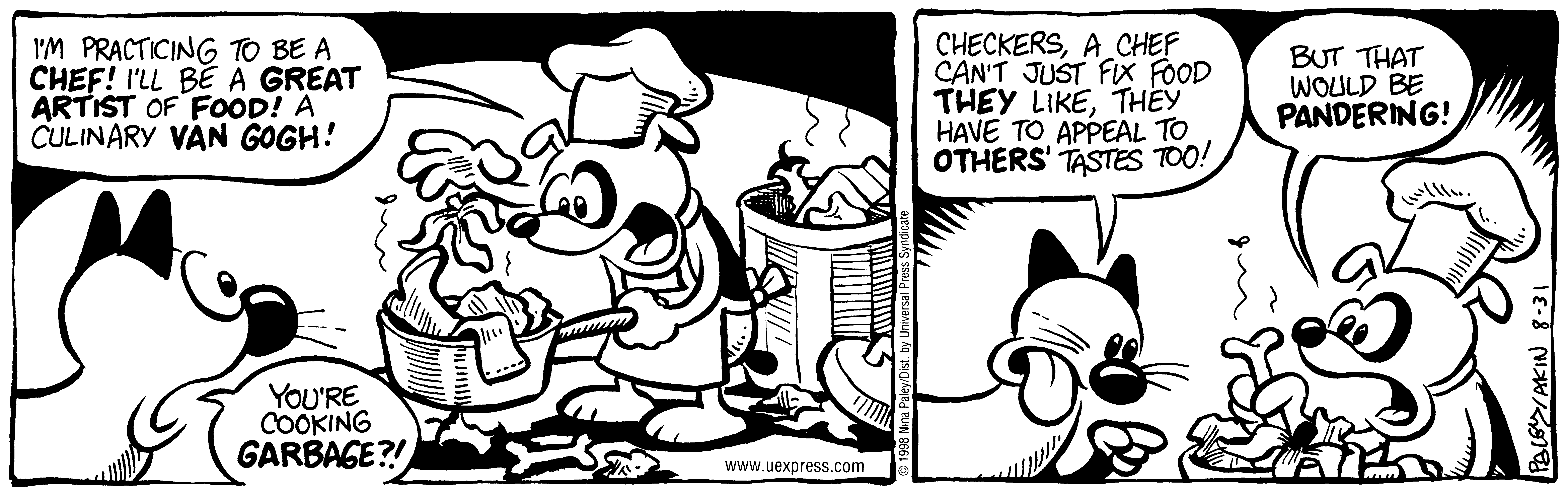 Fluff daily strip, Aug 31, 1998. Nina Paley, CC BY-SA 3.0 US. Print master from https://archive.org/details/FluffComicStrips (TIFF converted losslessly to PNG for the web).