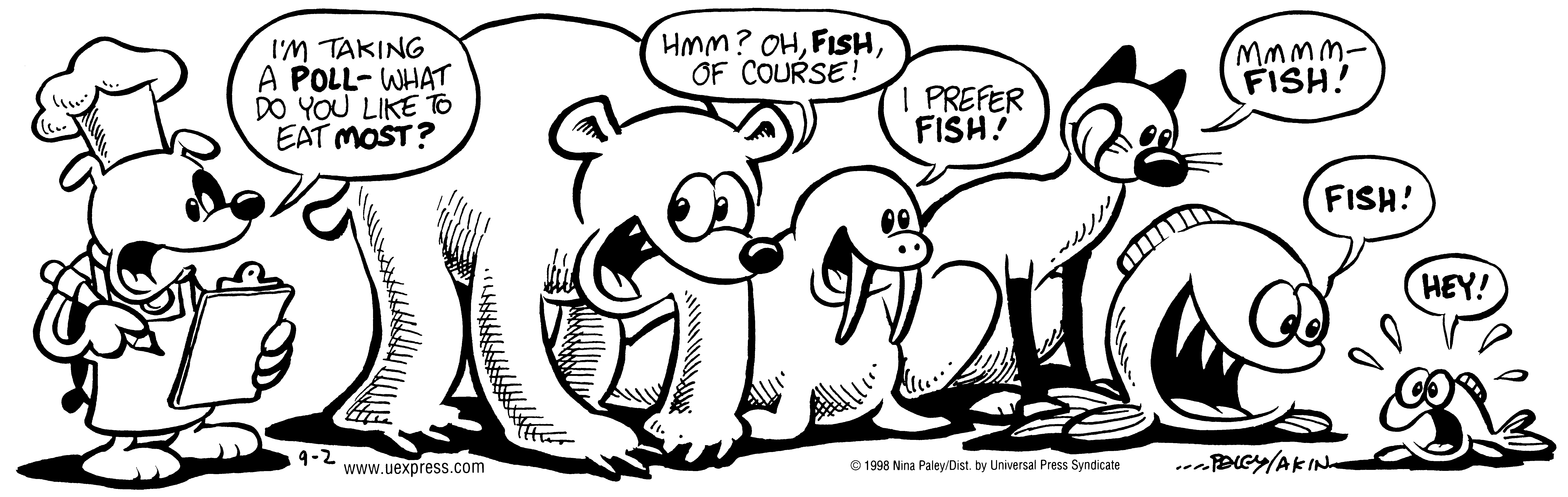 Fluff daily strip, Sep 2, 1998. Nina Paley, CC BY-SA 3.0 US. Print master from https://archive.org/details/FluffComicStrips (TIFF converted losslessly to PNG for the web).