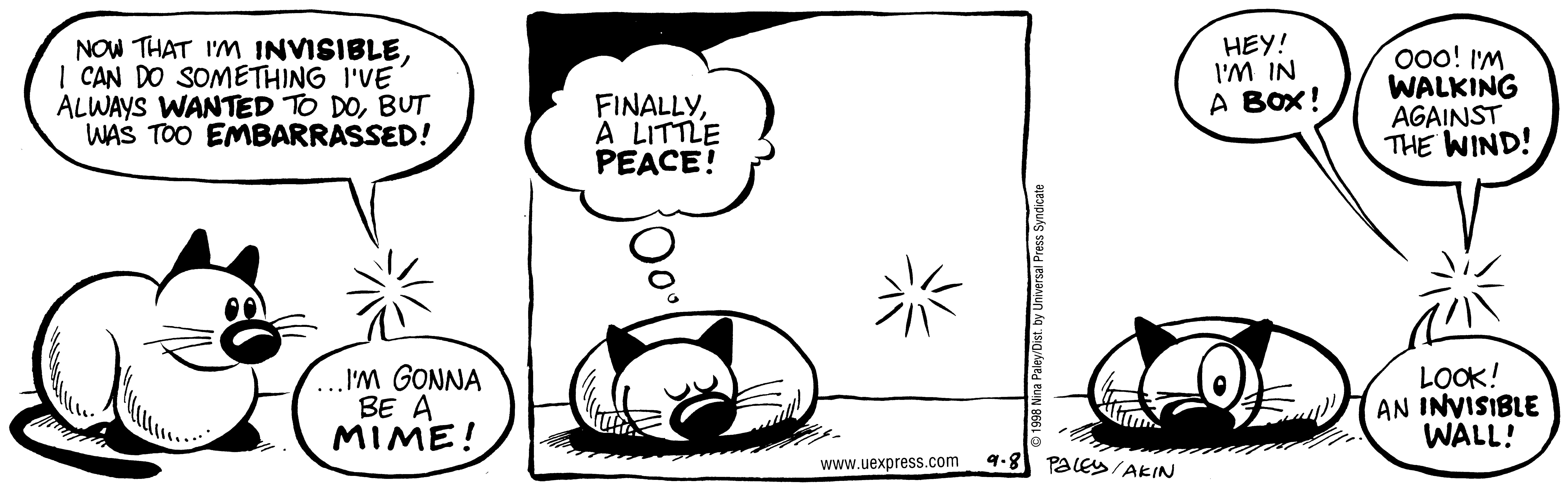 Fluff daily strip, Sep 8, 1998. Nina Paley, CC BY-SA 3.0 US. Print master from https://archive.org/details/FluffComicStrips (TIFF converted losslessly to PNG for the web).