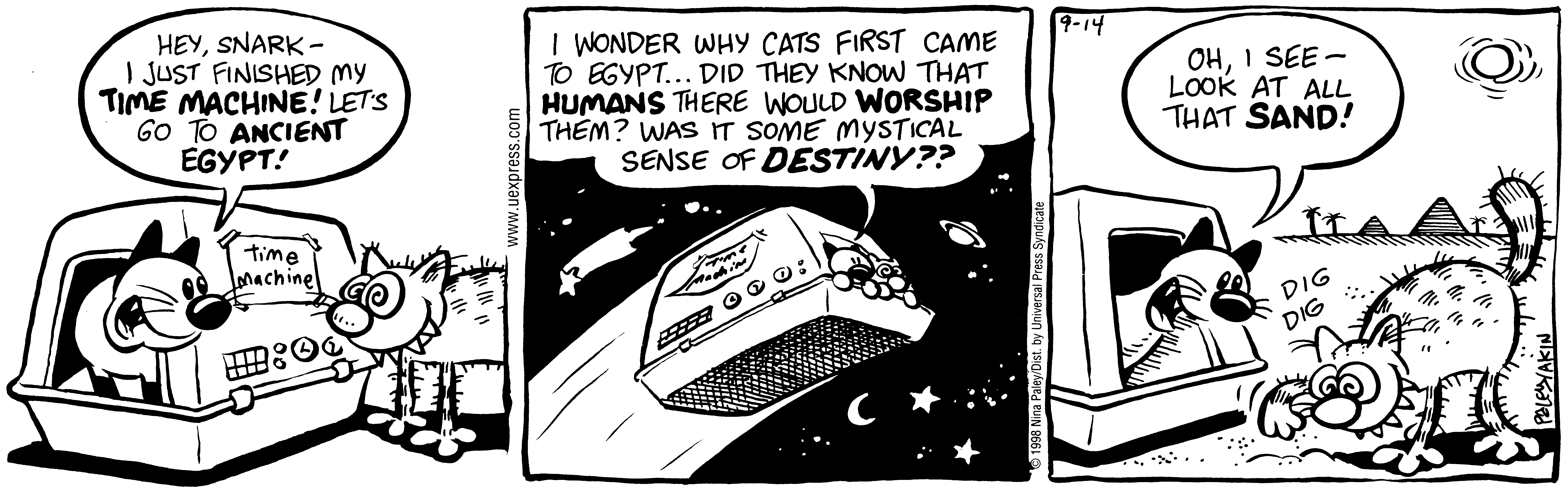 Fluff daily strip, Sep 14, 1998. Nina Paley, CC BY-SA 3.0 US. Print master from https://archive.org/details/FluffComicStrips (TIFF converted losslessly to PNG for the web).