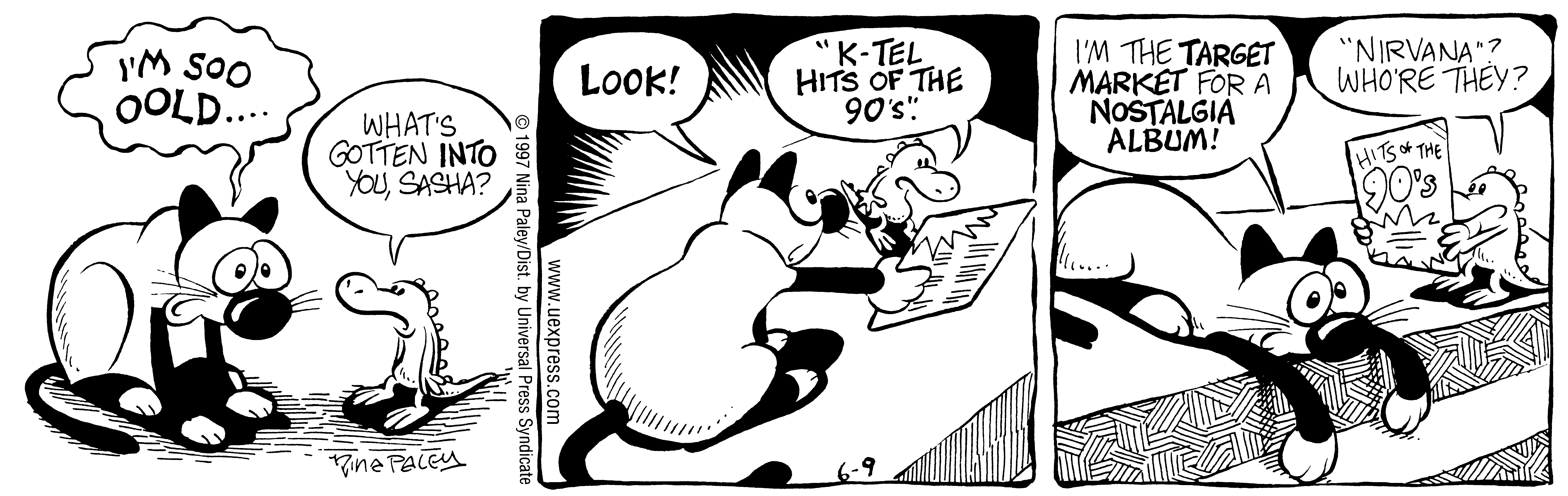 Fluff daily strip, Jun 9, 1997. Nina Paley, CC BY-SA 3.0 US. Print master from https://archive.org/details/FluffComicStrips (TIFF converted losslessly to PNG for the web).