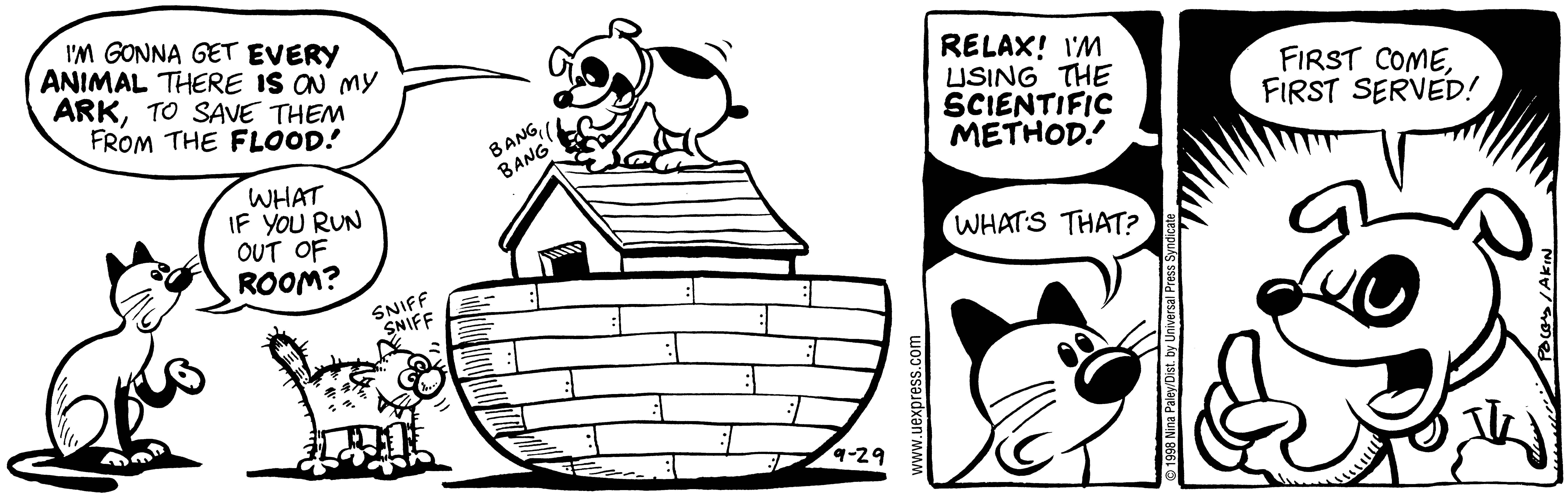 Fluff daily strip, Sep 29, 1998. Nina Paley, CC BY-SA 3.0 US. Print master from https://archive.org/details/FluffComicStrips (TIFF converted losslessly to PNG for the web).