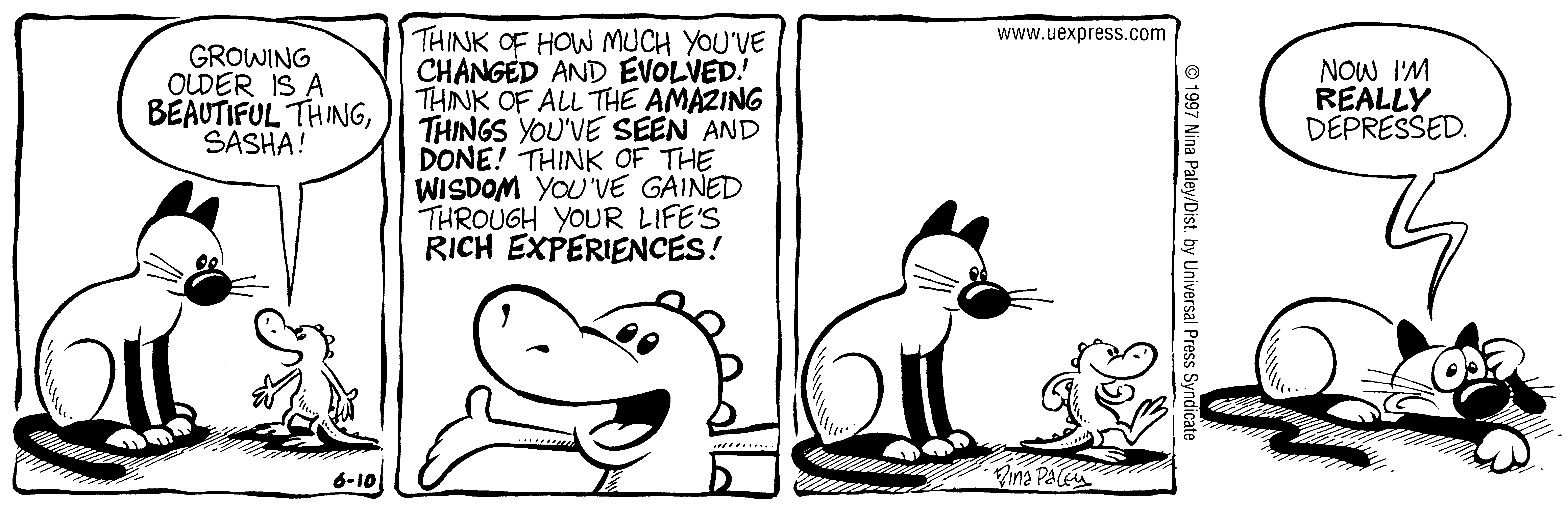Fluff daily strip, Jun 10, 1997. Nina Paley, CC BY-SA 3.0 US. Print master from https://archive.org/details/FluffComicStrips (TIFF converted losslessly to PNG for the web).