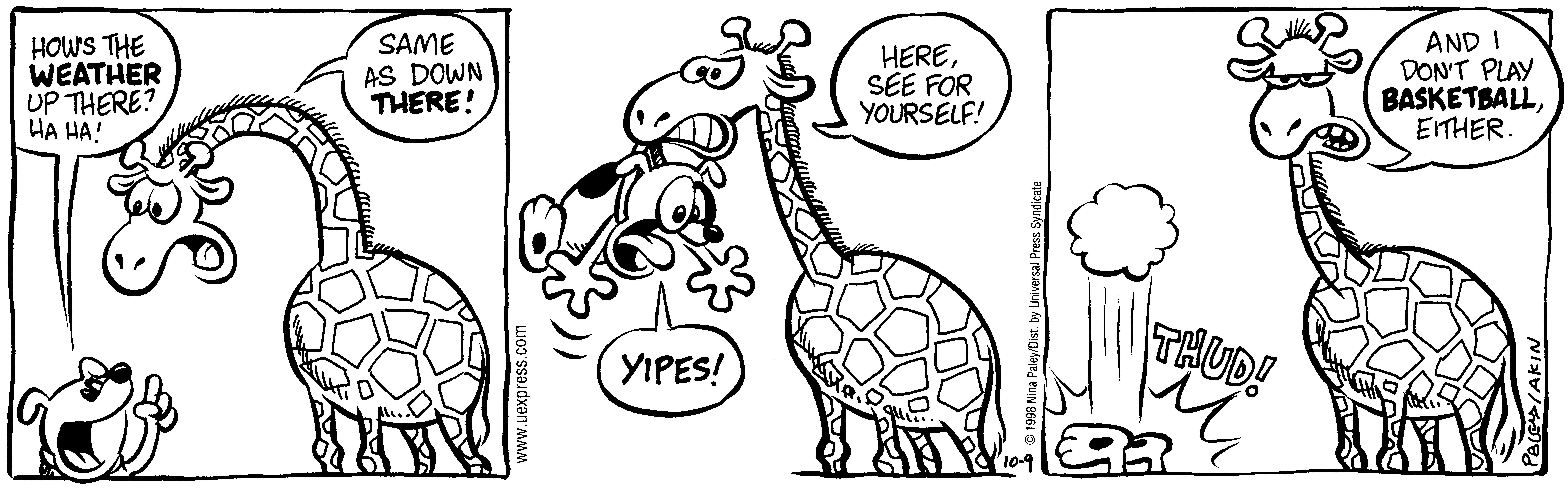 Fluff daily strip, Oct 9, 1998. Nina Paley, CC BY-SA 3.0 US. Print master from https://archive.org/details/FluffComicStrips (TIFF converted losslessly to PNG for the web).
