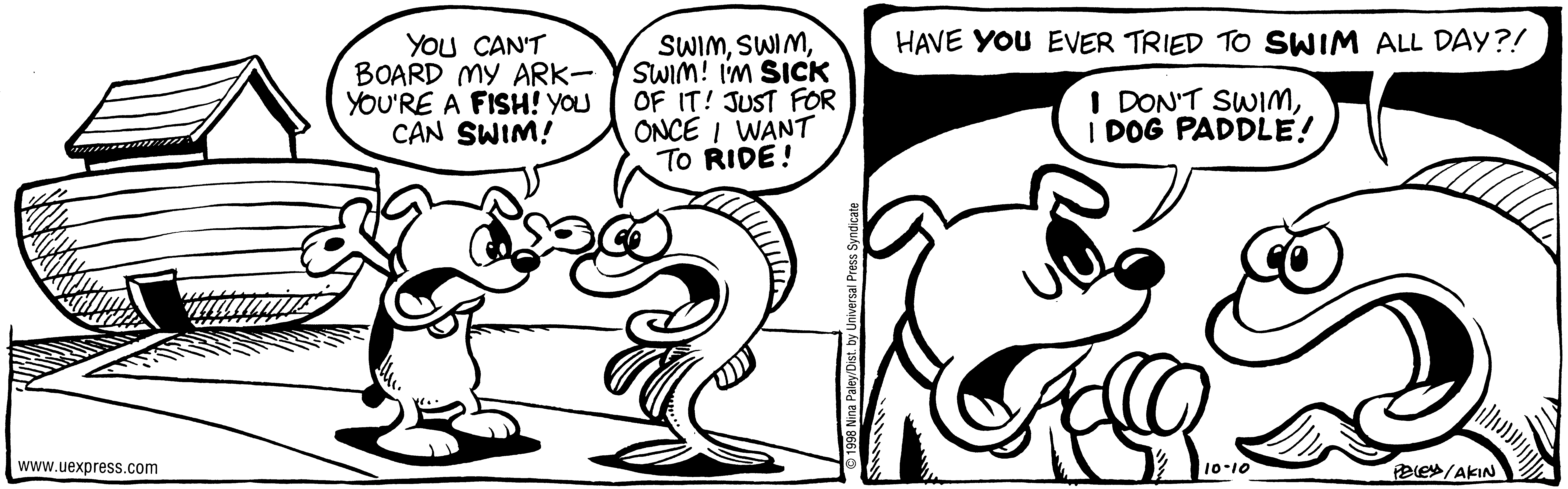 Fluff daily strip, Oct 10, 1998. Nina Paley, CC BY-SA 3.0 US. Print master from https://archive.org/details/FluffComicStrips (TIFF converted losslessly to PNG for the web).