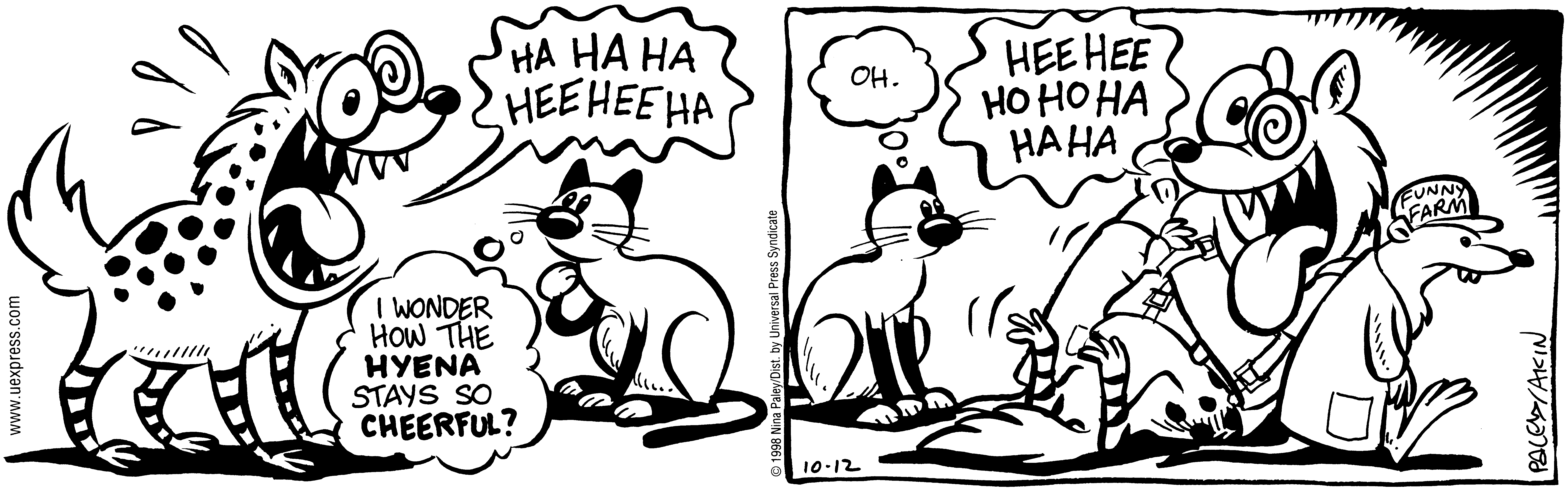 Fluff daily strip, Oct 12, 1998. Nina Paley, CC BY-SA 3.0 US. Print master from https://archive.org/details/FluffComicStrips (TIFF converted losslessly to PNG for the web).