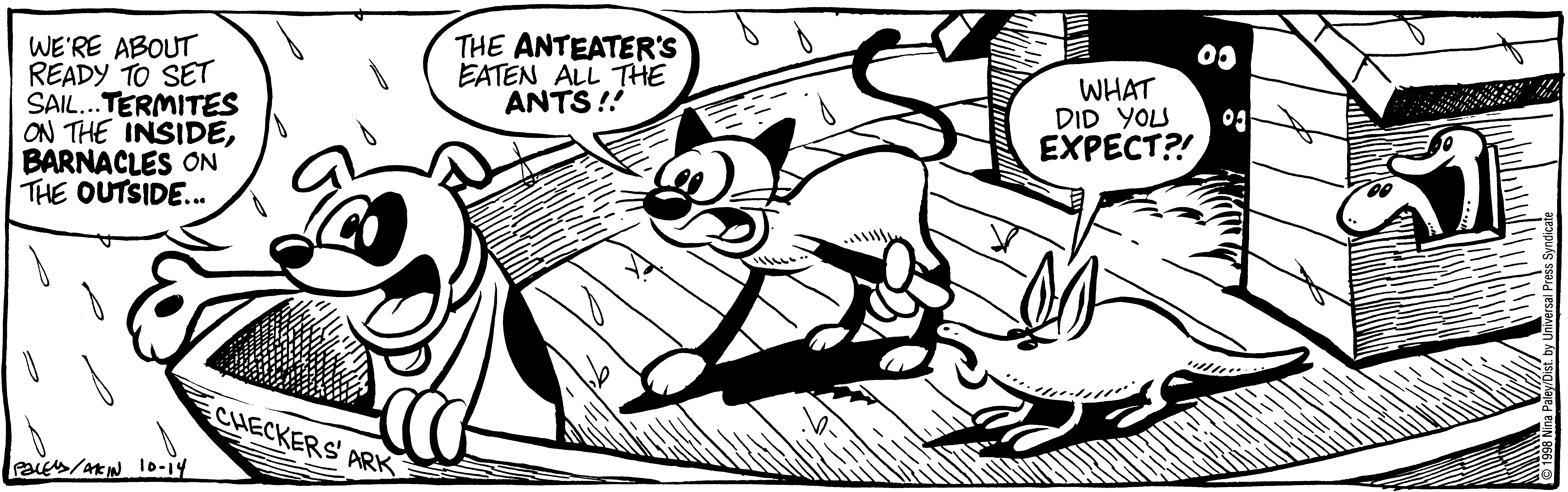 Fluff daily strip, Oct 14, 1998. Nina Paley, CC BY-SA 3.0 US. Print master from https://archive.org/details/FluffComicStrips (TIFF converted losslessly to PNG for the web).