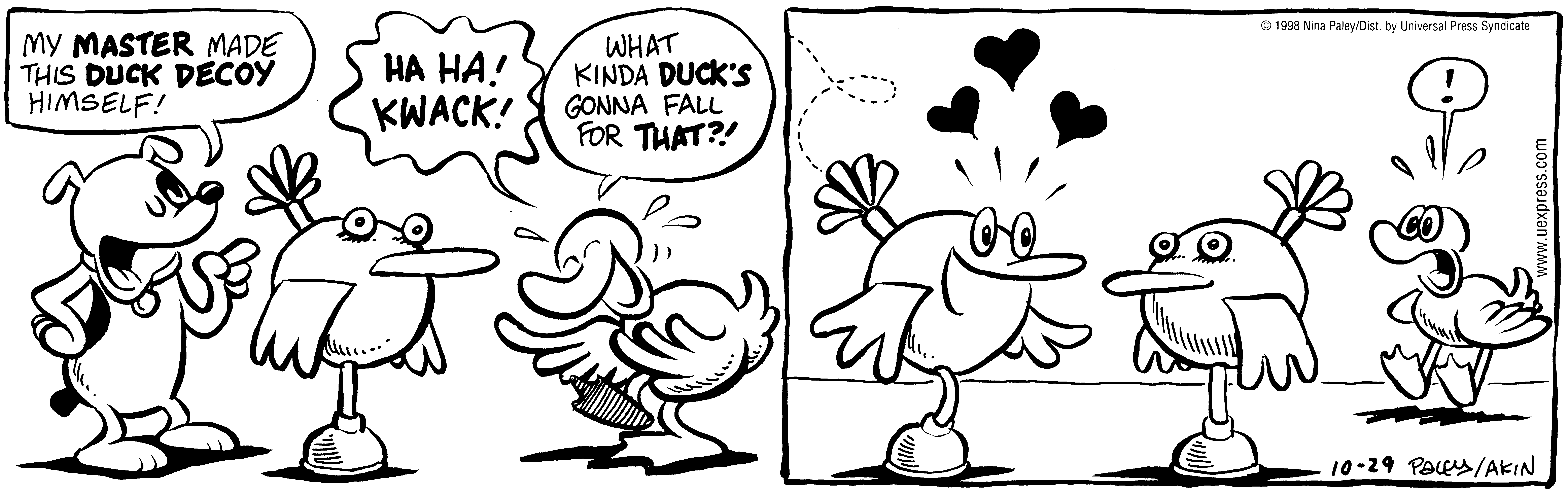 Fluff daily strip, Oct 29, 1998. Nina Paley, CC BY-SA 3.0 US. Print master from https://archive.org/details/FluffComicStrips (TIFF converted losslessly to PNG for the web).