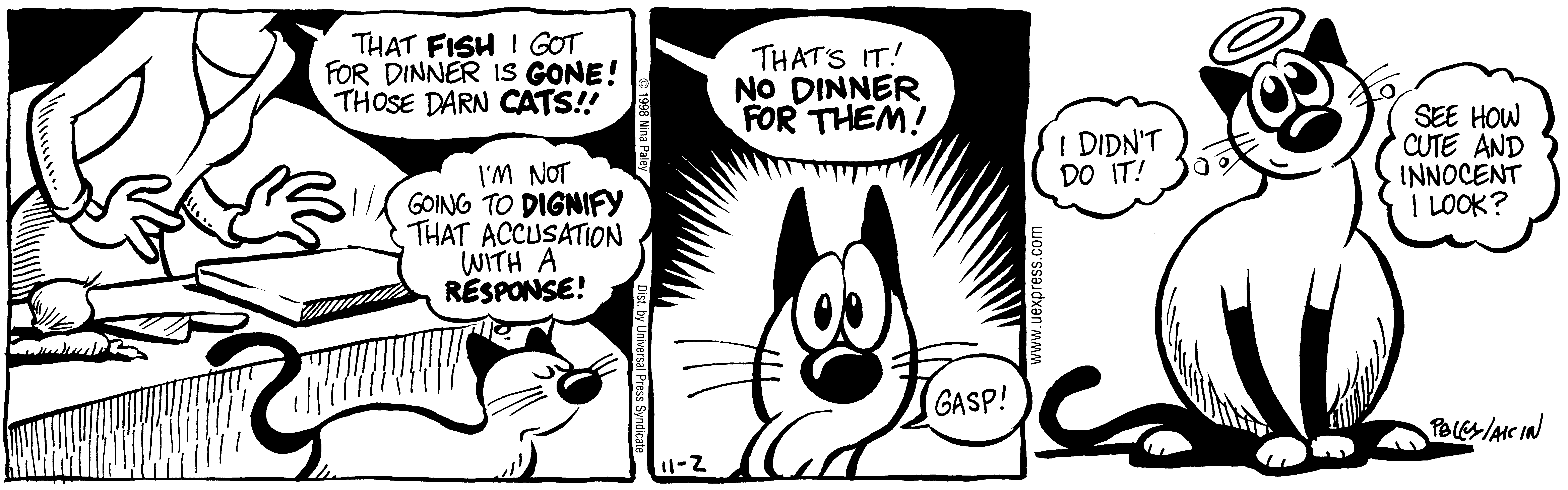 Fluff daily strip, Nov 2, 1998. Nina Paley, CC BY-SA 3.0 US. Print master from https://archive.org/details/FluffComicStrips (TIFF converted losslessly to PNG for the web).