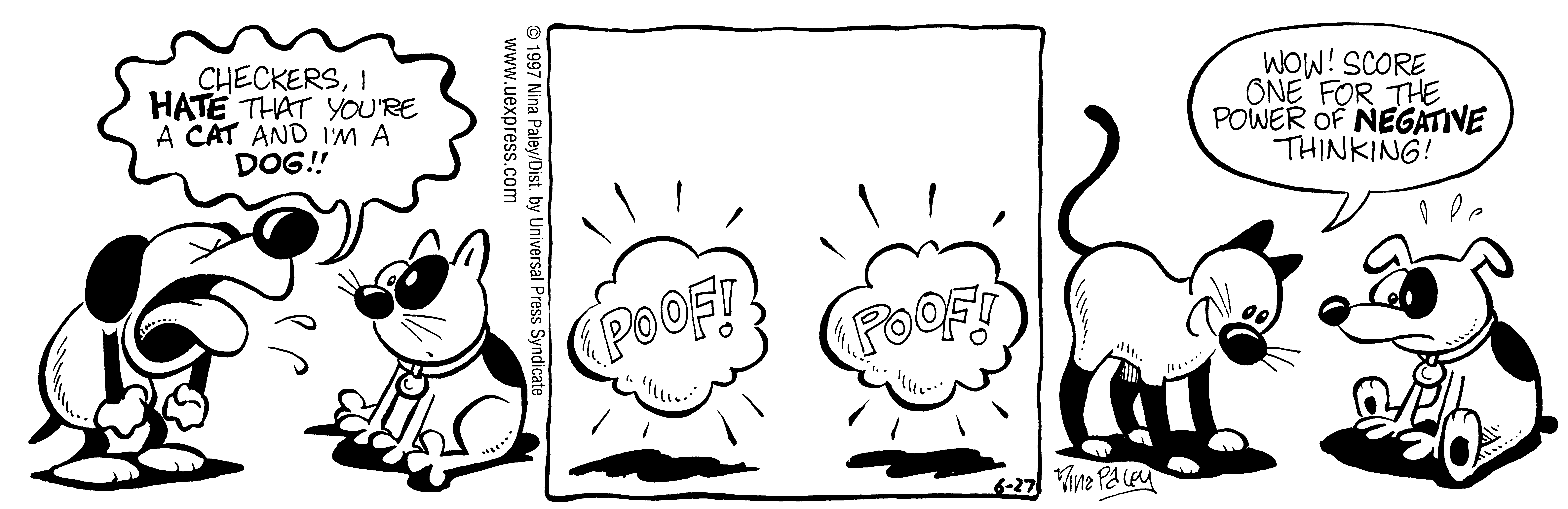 Fluff daily strip, Jun 27, 1997. Nina Paley, CC BY-SA 3.0 US. Print master from https://archive.org/details/FluffComicStrips (TIFF converted losslessly to PNG for the web).