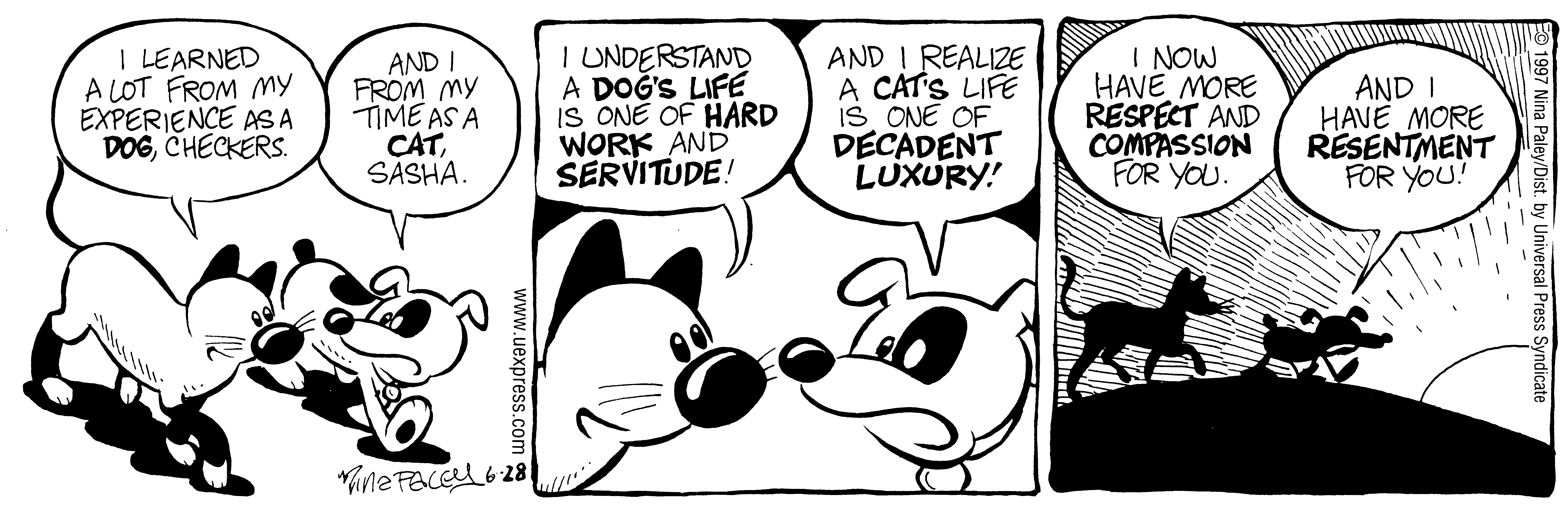Fluff daily strip, Jun 28, 1997. Nina Paley, CC BY-SA 3.0 US. Print master from https://archive.org/details/FluffComicStrips (TIFF converted losslessly to PNG for the web).