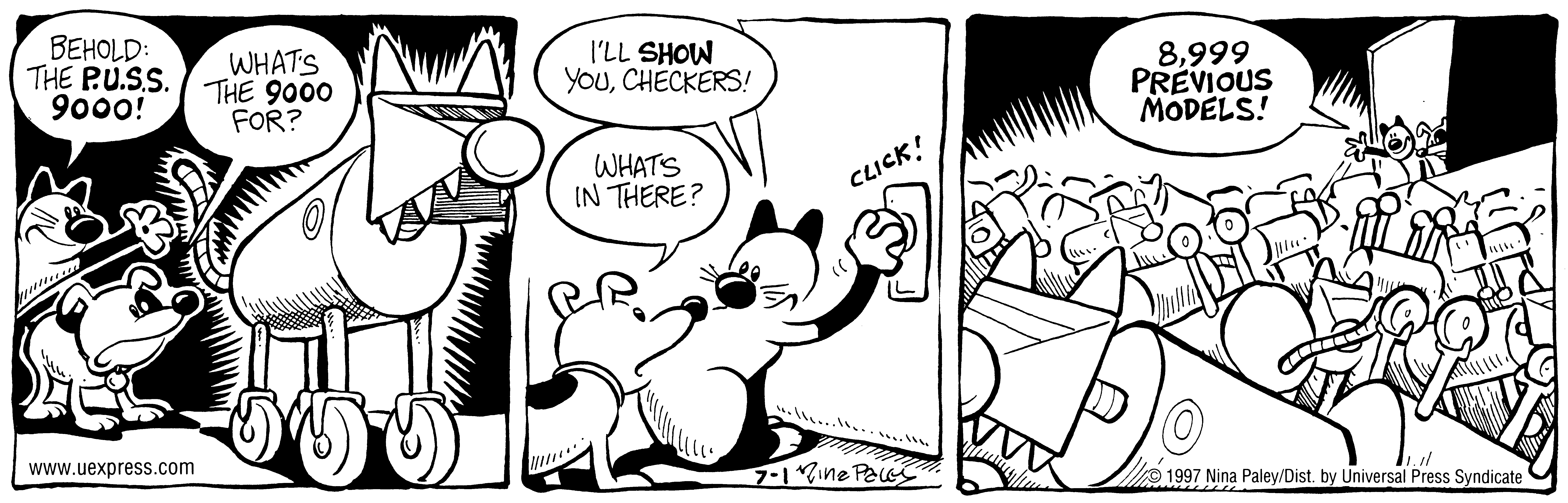 Fluff daily strip, Jul 1, 1997. Nina Paley, CC BY-SA 3.0 US. Print master from https://archive.org/details/FluffComicStrips (TIFF converted losslessly to PNG for the web).