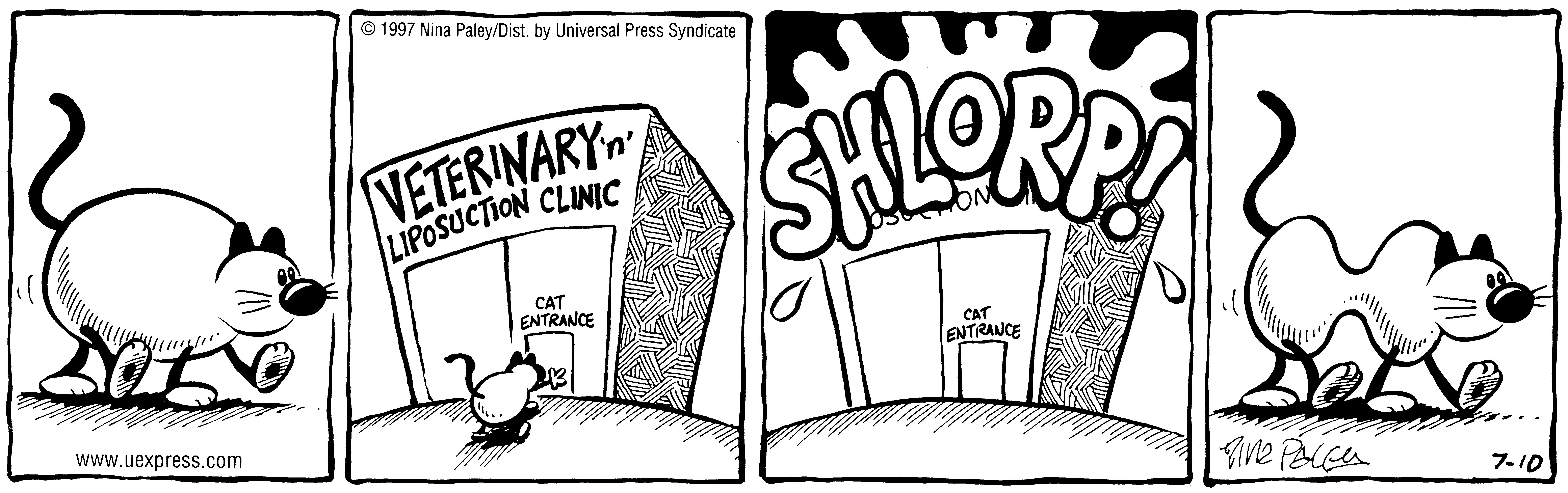 Fluff daily strip, Jul 10, 1997. Nina Paley, CC BY-SA 3.0 US. Print master from https://archive.org/details/FluffComicStrips (TIFF converted losslessly to PNG for the web).
