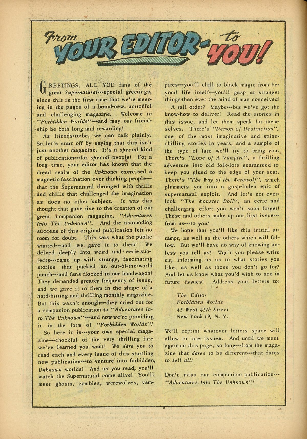 Forbidden Worlds #1 (American Comics Group), page 24. Public domain (US).