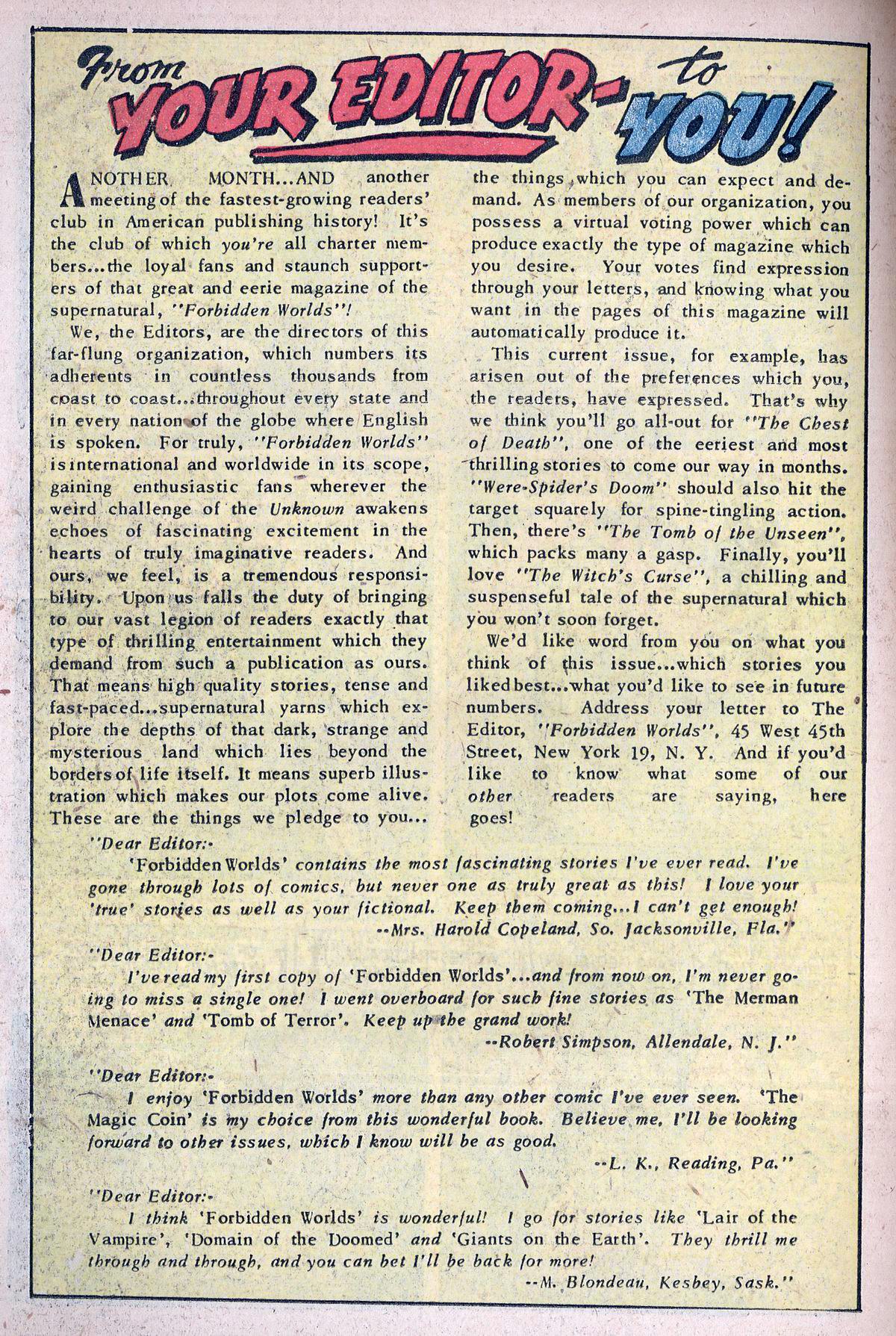 Forbidden Worlds #12 (American Comics Group), page 26. Public domain (US).