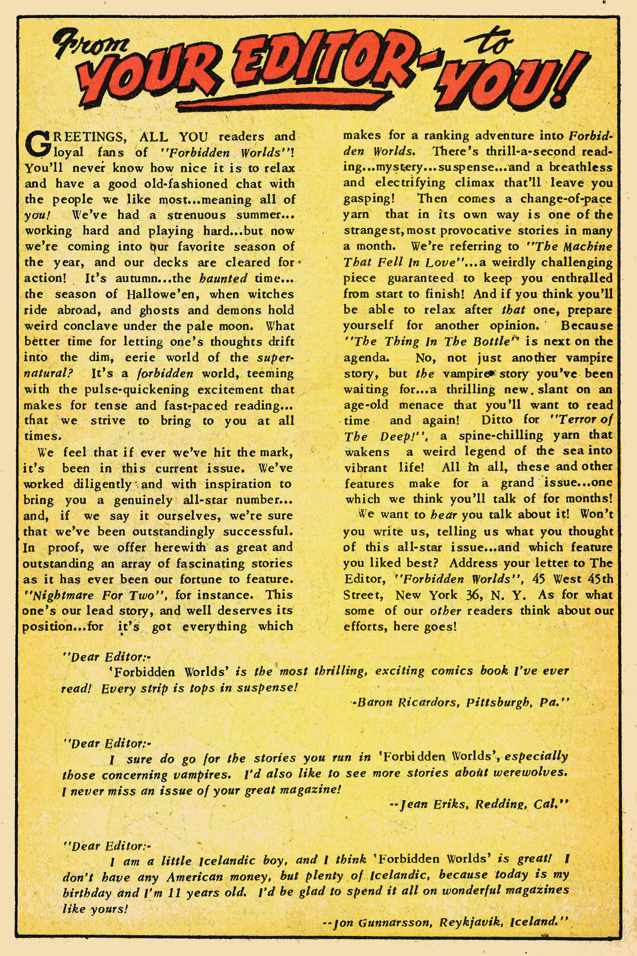 Forbidden Worlds #13 (American Comics Group), page 26. Public domain (US).