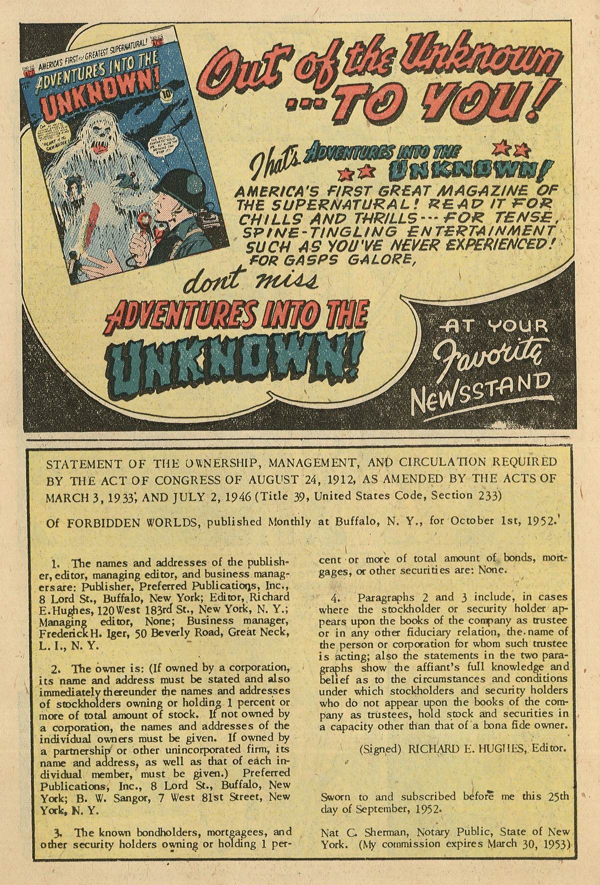Forbidden Worlds #15 (American Comics Group), page 26. Public domain (US).