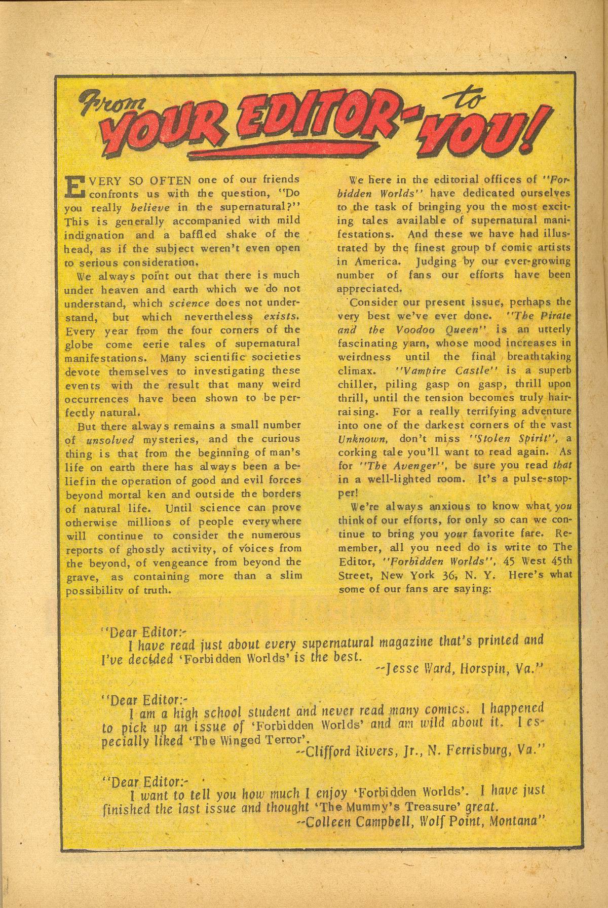 Forbidden Worlds #19 (American Comics Group), page 20. Public domain (US).