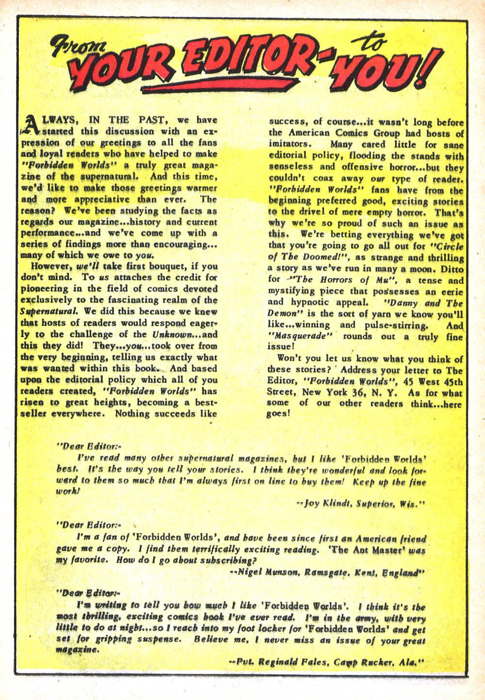 Forbidden Worlds #31 (American Comics Group), page 25. Public domain (US).