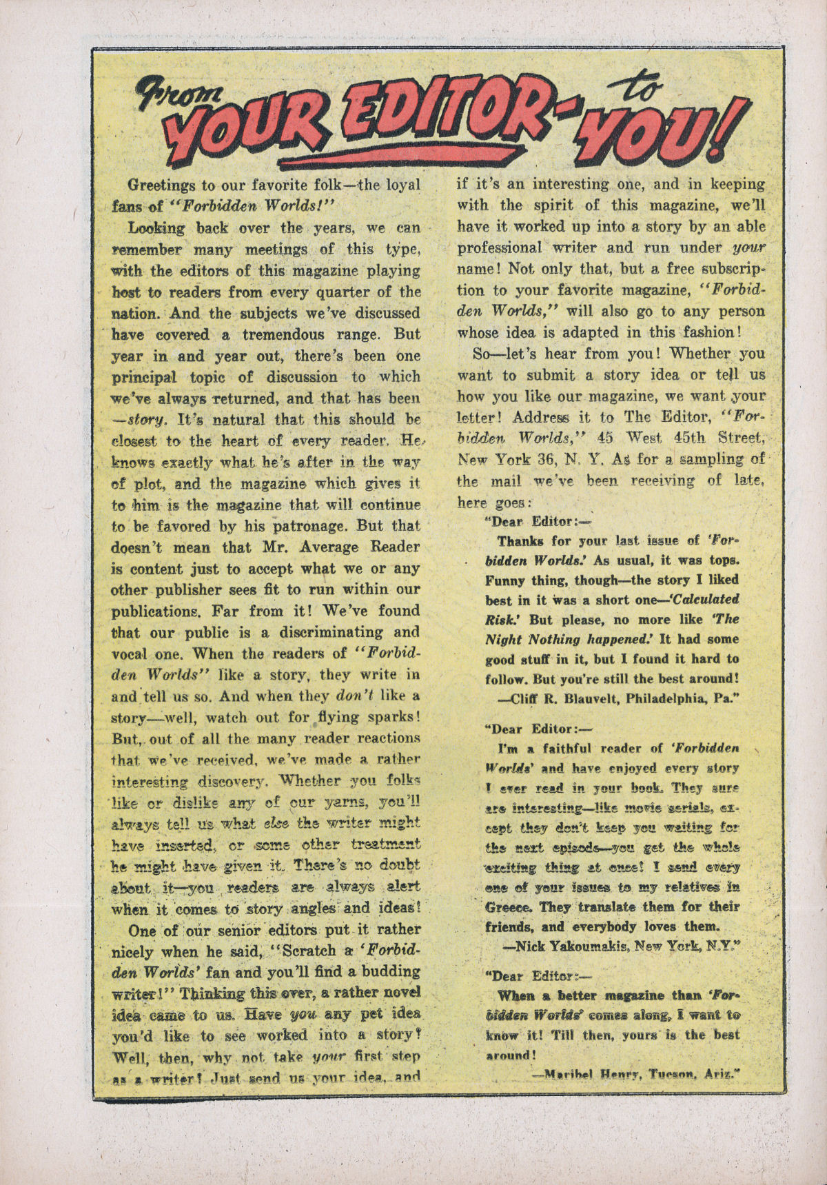 Forbidden Worlds #38 (American Comics Group), page 22. Public domain (US).