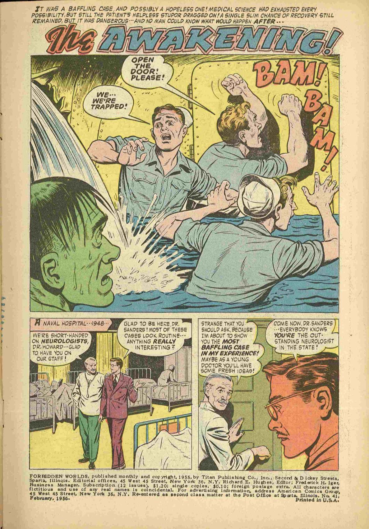 Forbidden Worlds #41 (American Comics Group), page 3. Public domain (US).