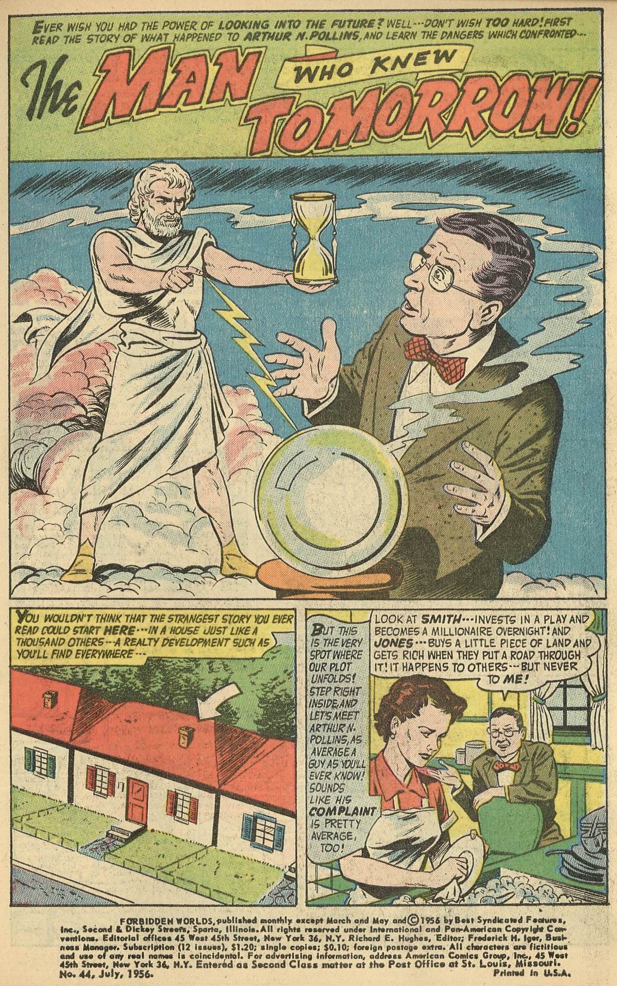 Forbidden Worlds #44 (American Comics Group), page 3. Public domain (US).