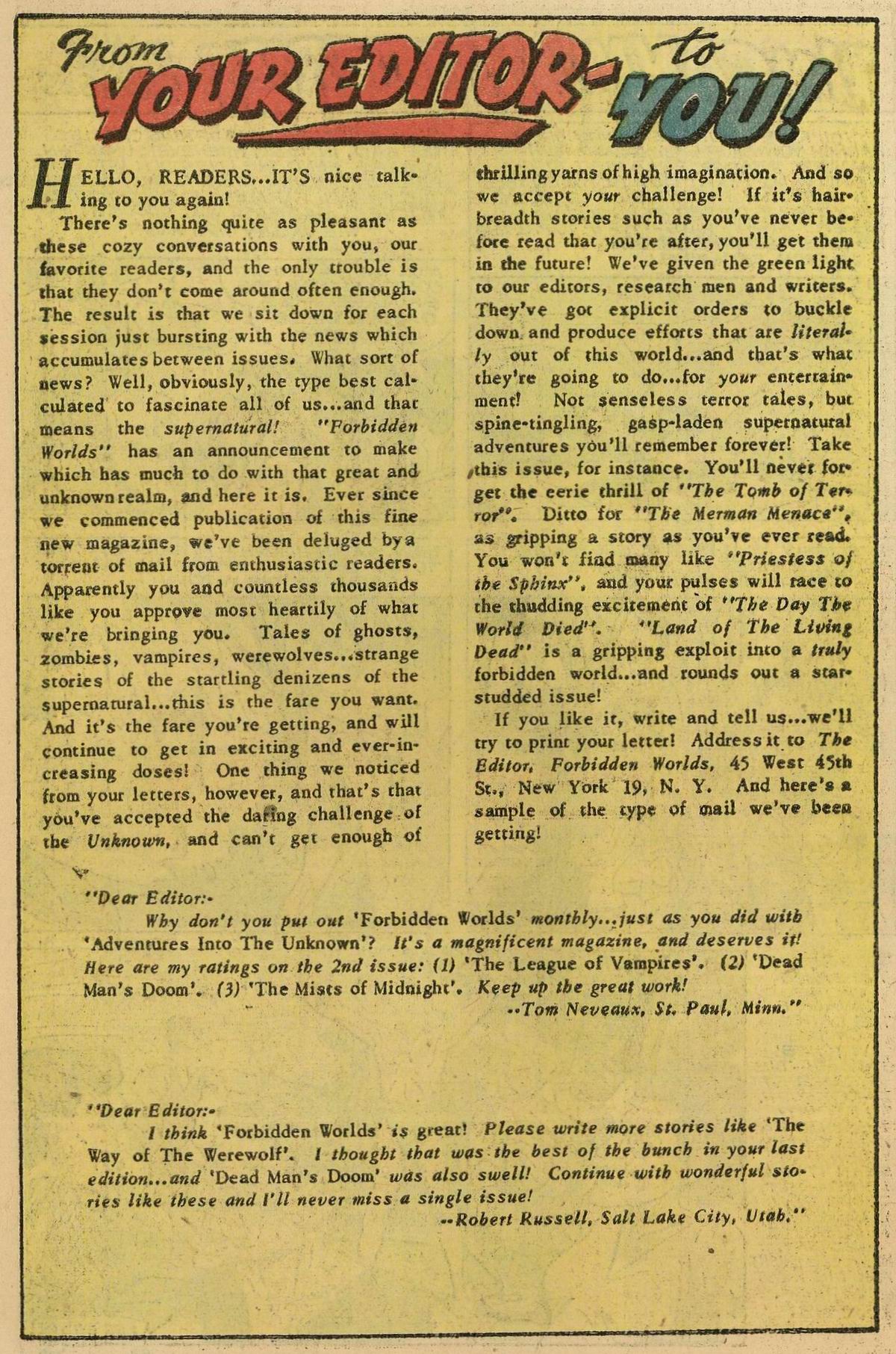 Forbidden Worlds #5 (American Comics Group), page 32. Public domain (US).