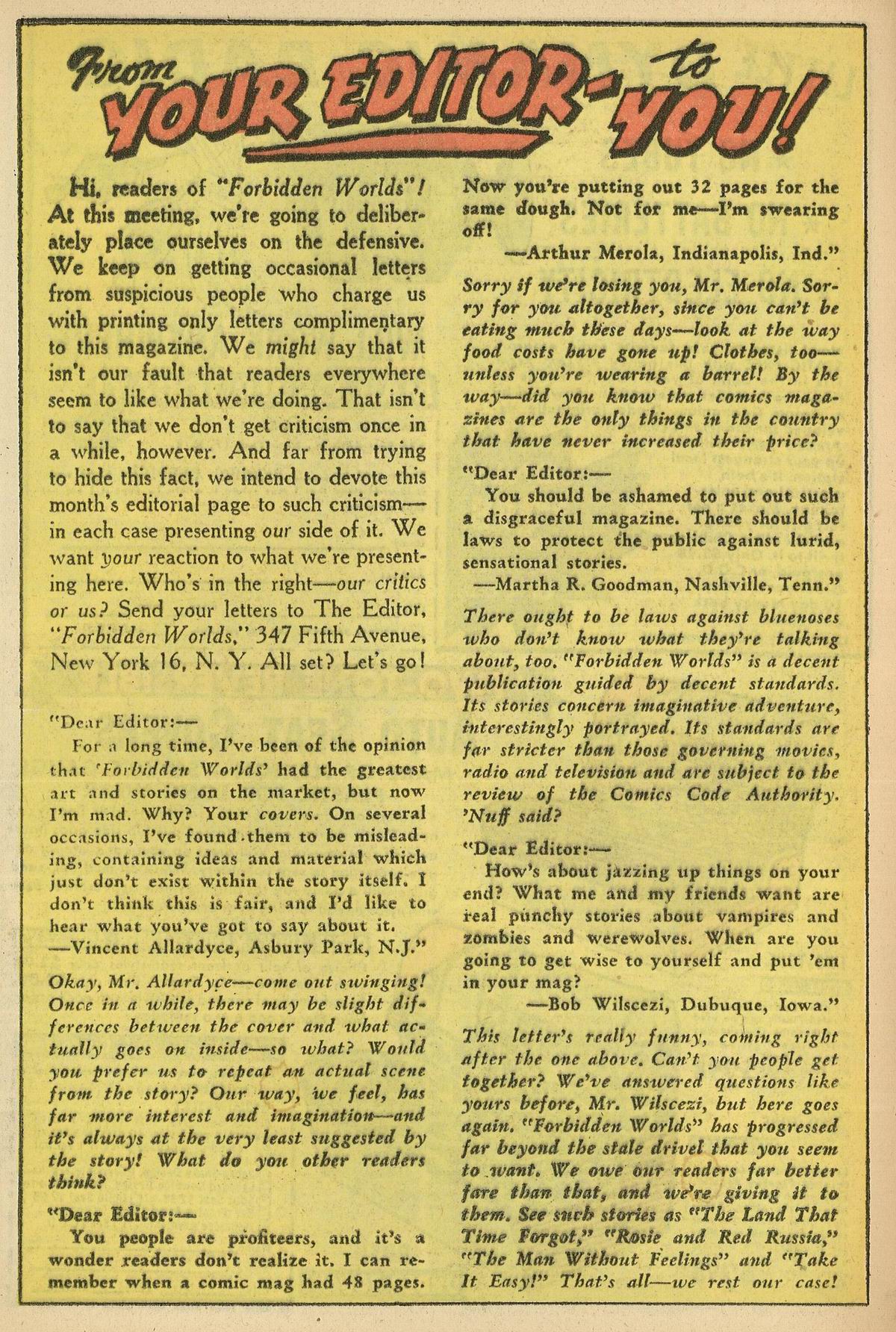 Forbidden Worlds #54 (American Comics Group), page 22. Public domain (US).