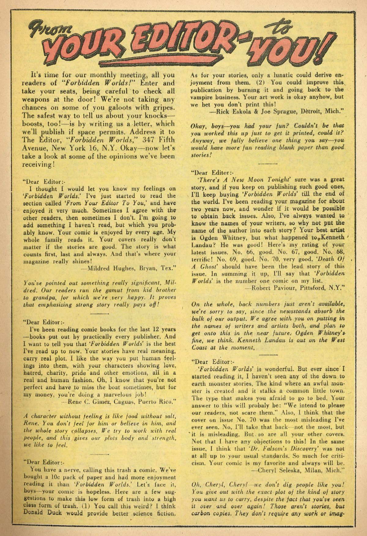 Forbidden Worlds #74 (American Comics Group), page 17. Public domain (US).