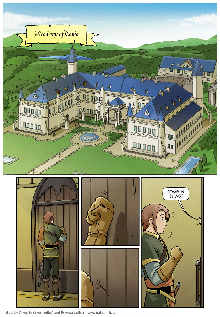 Gaia – The Red Hall 001 (2023-04-02). Oliver Knörzer (writer) & Puri Andini (artist), CC BY-NC-ND 3.0. https://www.sandraandwoo.com/gaia/2023/04/02/the-red-hall-001-2/