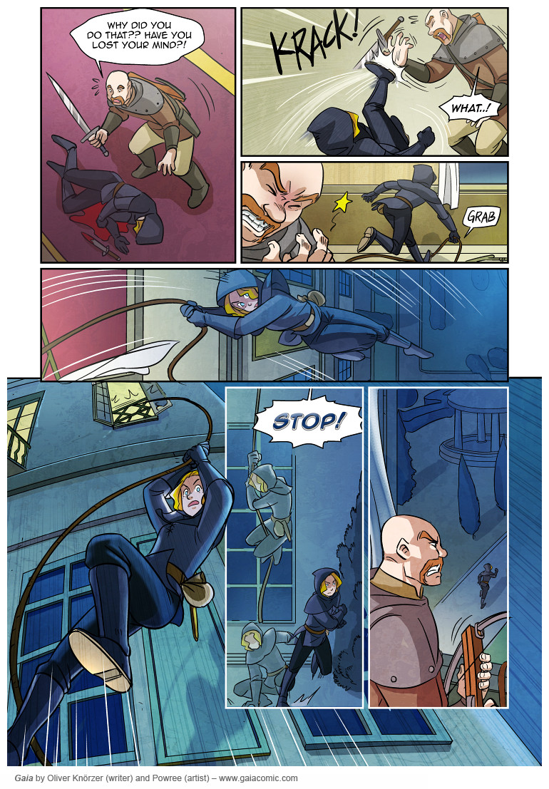 Gaia – The Red Hall 014 (2023-04-15). Oliver Knörzer (writer) & Puri Andini (artist), CC BY-NC-ND 3.0. https://www.sandraandwoo.com/gaia/2023/04/15/the-red-hall-014/