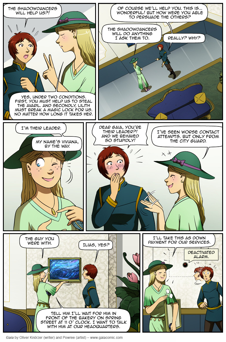 Gaia – Shadowdancers 056 (2023-07-15). Oliver Knörzer (writer) & Puri Andini (artist), CC BY-NC-ND 3.0. https://www.sandraandwoo.com/gaia/2023/07/15/shadowdancers-056/