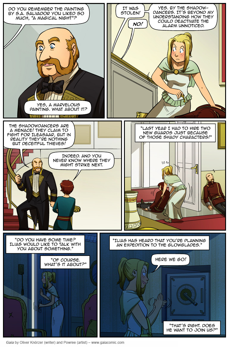 Gaia – Shadowdancers 084 (2023-08-12). Oliver Knörzer (writer) & Puri Andini (artist), CC BY-NC-ND 3.0. https://www.sandraandwoo.com/gaia/2023/08/12/shadowdancers-084/