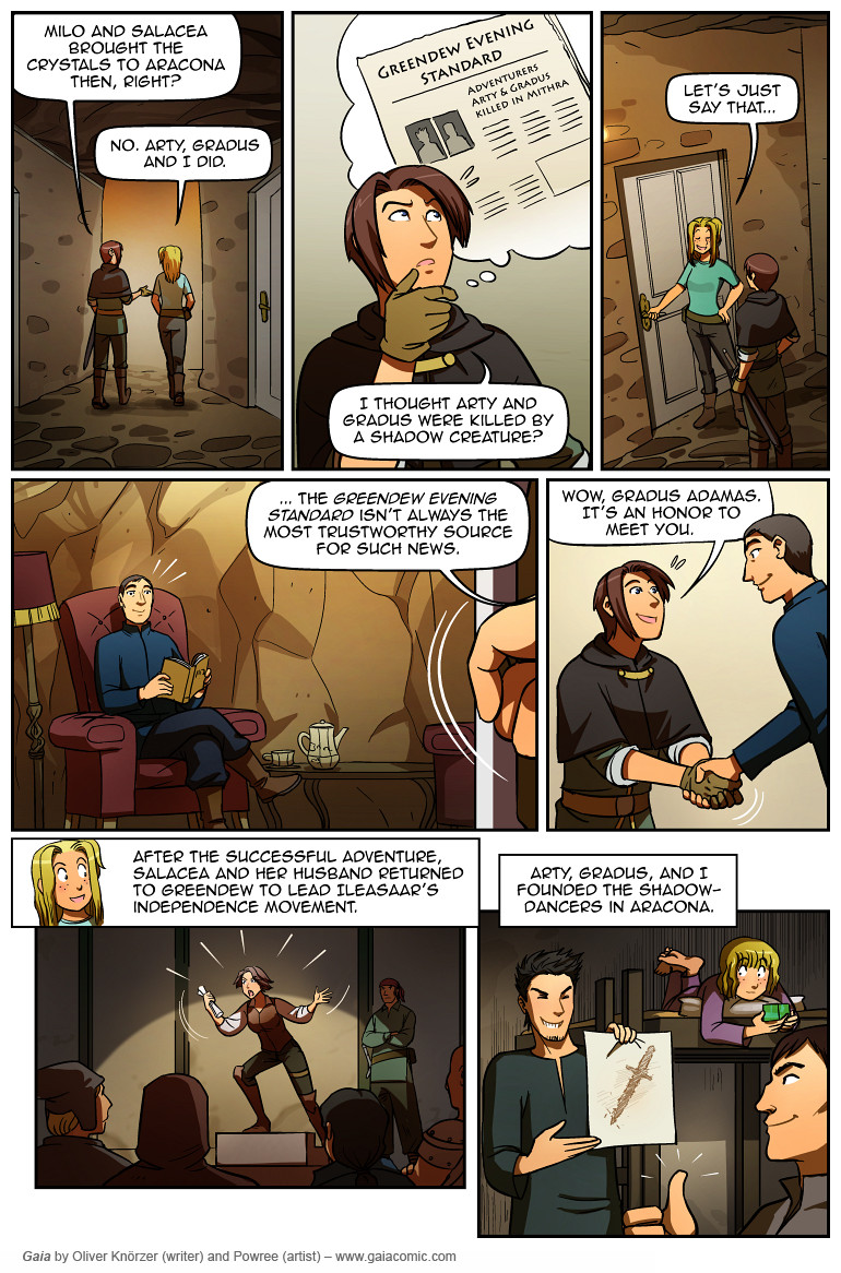 Gaia – The Tower In The Sky 026 (2023-09-16). Oliver Knörzer (writer) & Puri Andini (artist), CC BY-NC-ND 3.0. https://www.sandraandwoo.com/gaia/2023/09/16/the-tower-in-the-sky-026/