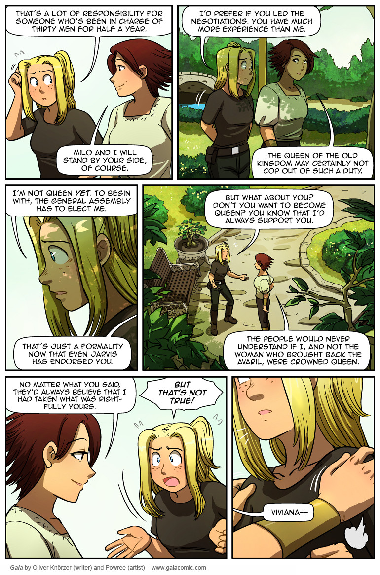 Gaia – Breaking All Barriers 003 (2024-01-05). Oliver Knörzer (writer) & Puri Andini (artist), CC BY-NC-ND 3.0. https://www.sandraandwoo.com/gaia/2024/01/05/breaking-all-barriers-003/