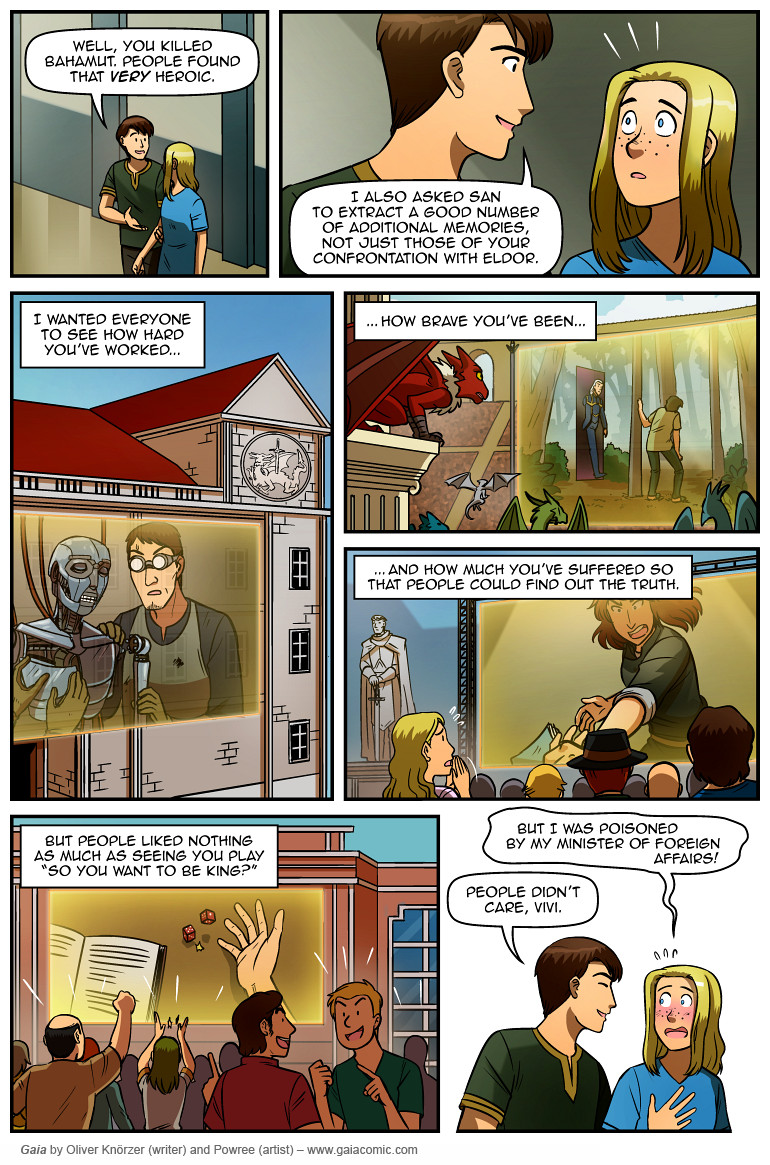 Gaia – The Last Queen Of Gaia 013 (2025-04-13). Oliver Knörzer (writer) & Puri Andini (artist), CC BY-NC-ND 3.0. https://www.sandraandwoo.com/gaia/2025/04/13/the-last-queen-of-gaia-013/