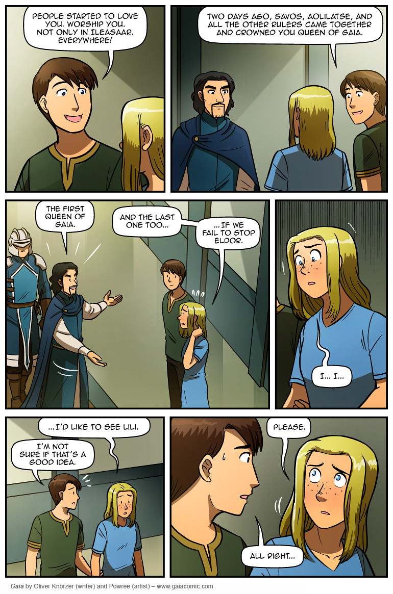 Gaia – The Last Queen Of Gaia 014 (2025-04-14). Oliver Knörzer (writer) & Puri Andini (artist), CC BY-NC-ND 3.0. https://www.sandraandwoo.com/gaia/2025/04/14/the-last-queen-of-gaia-014/