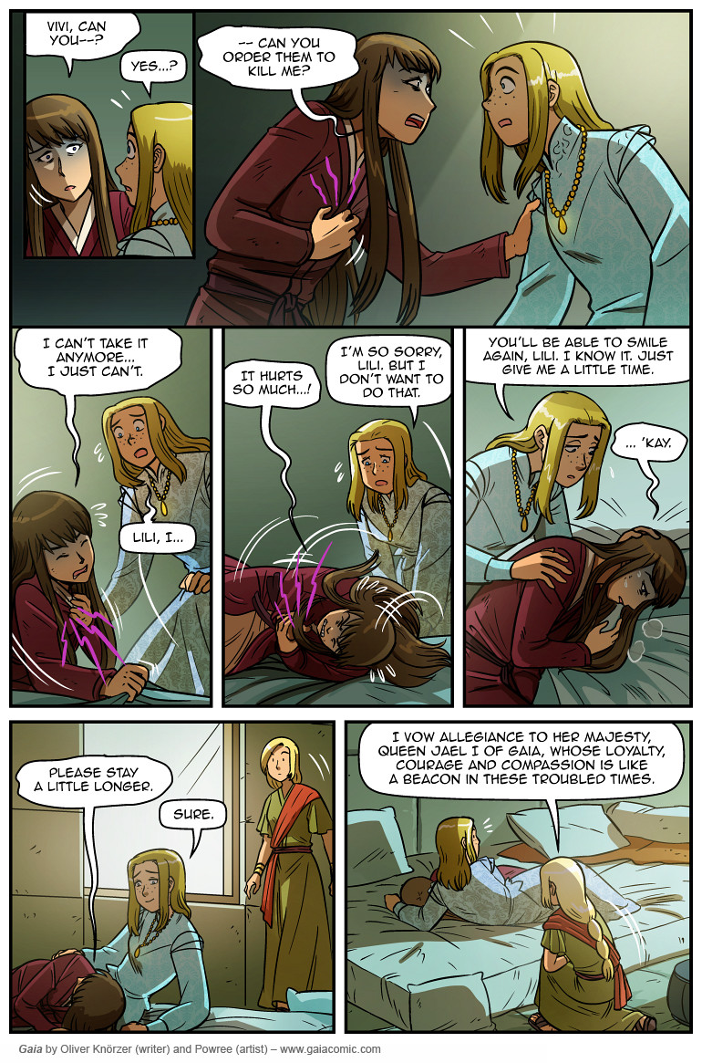 Gaia – The Last Queen Of Gaia 017 (2025-04-17). Oliver Knörzer (writer) & Puri Andini (artist), CC BY-NC-ND 3.0. https://www.sandraandwoo.com/gaia/2025/04/17/the-last-queen-of-gaia-017/