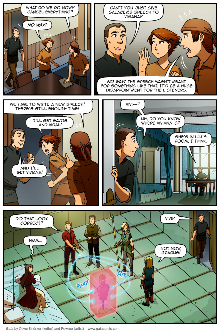 Gaia – The Last Queen Of Gaia 027 (2025-04-27). Oliver Knörzer (writer) & Puri Andini (artist), CC BY-NC-ND 3.0. https://www.sandraandwoo.com/gaia/2025/04/27/the-last-queen-of-gaia-027/