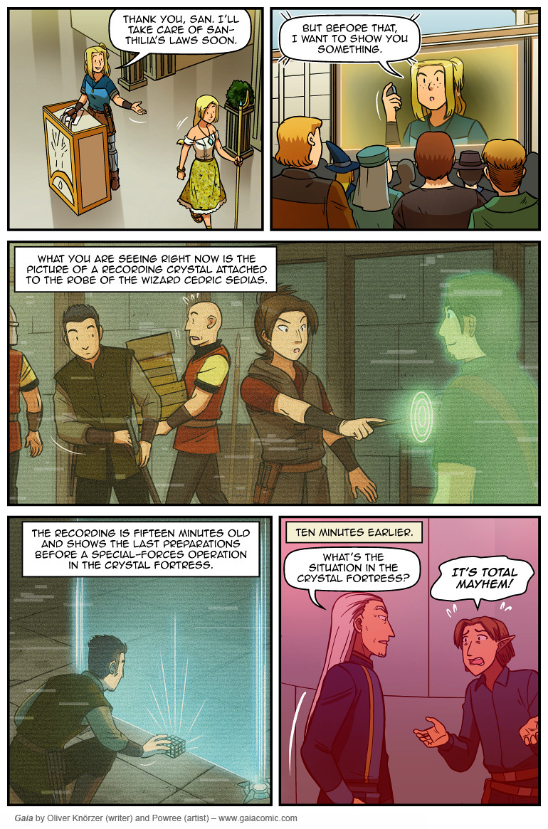 Gaia – The Last Queen Of Gaia 042 (2025-05-12). Oliver Knörzer (writer) & Puri Andini (artist), CC BY-NC-ND 3.0. https://www.sandraandwoo.com/gaia/2025/05/12/the-last-queen-of-gaia-042/