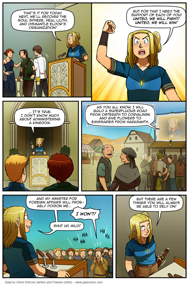 Gaia – The Last Queen Of Gaia 048 (2025-05-18). Oliver Knörzer (writer) & Puri Andini (artist), CC BY-NC-ND 3.0. https://www.sandraandwoo.com/gaia/2025/05/18/the-last-queen-of-gaia-048/